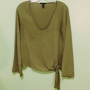 Gorgeous Olive Green Long Sleeve Blouse